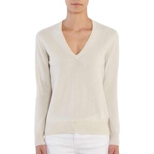 White + Warren Essentials Cashmere V-Neck Sweater | Size L